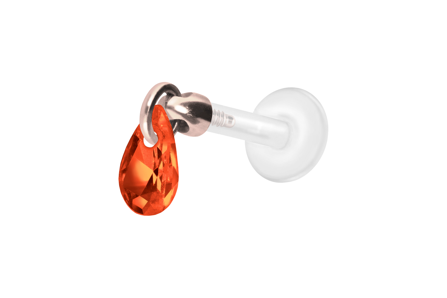 PTFE Labret Piercing mit Innengewinde + Titan-Aufsatz KRISTALLTROPFEN